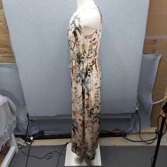 Maxi Sleeveless Macaw Floral Wildlife Print Lined Vacation - Picture 3 of 7